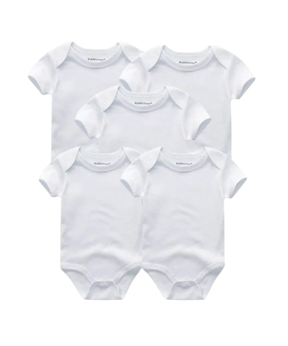 The Zena  - 5pcs Unisex Cotton Rompers - Plain White Set