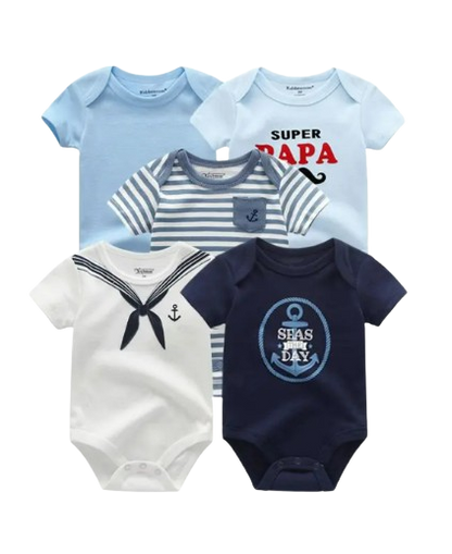 The Zena  - 5pcs Unisex Cotton Rompers - Sailor Set