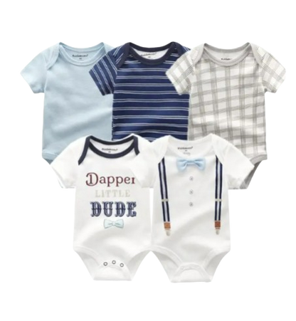 The Zena - 5pcs Unisex Cotton Rompers - Dapper Little Dude Set