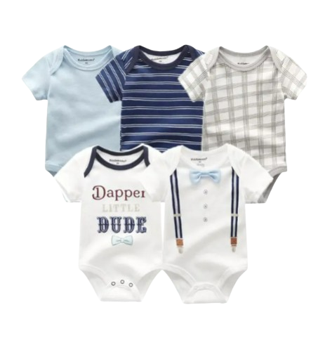 The Zena - 5pcs Unisex Cotton Rompers - Dapper Little Dude Set