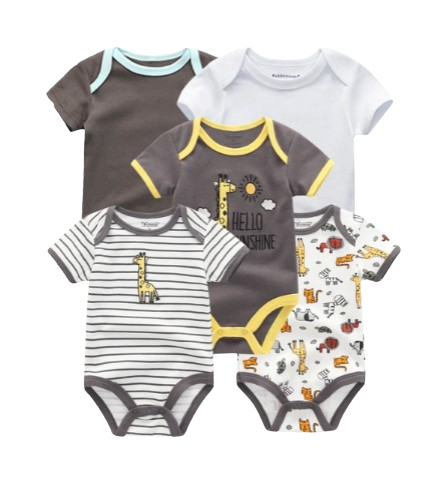 The Zena - 5pcs Unisex Cotton Rompers - Hello Sunshine Set