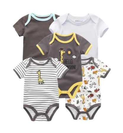 The Zena - 5pcs Unisex Cotton Rompers - Hello Sunshine Set