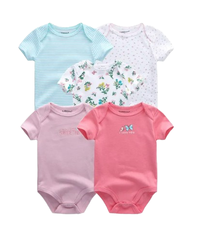 The Zena - 5pcs Unisex Cotton Rompers - I Love You Butterfly Set