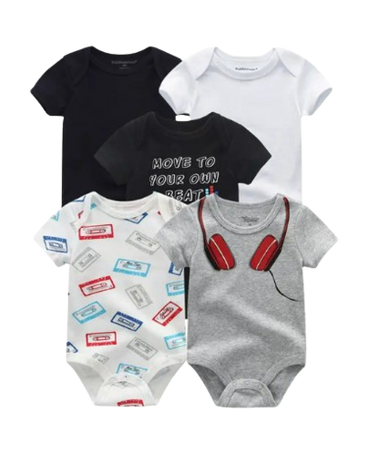 The Zena - 5pcs Unisex Cotton Rompers - Music Print Set