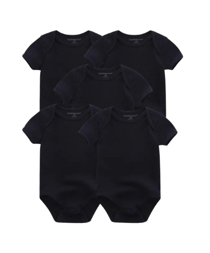 The Zena - 5pcs Unisex Cotton Rompers - Plain Black Set