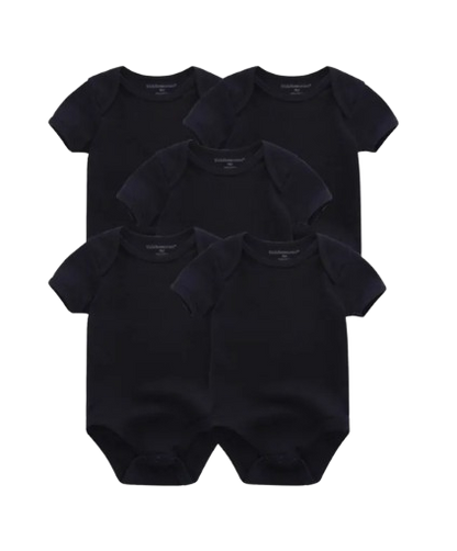 The Zena - 5pcs Unisex Cotton Rompers - Plain Black Set