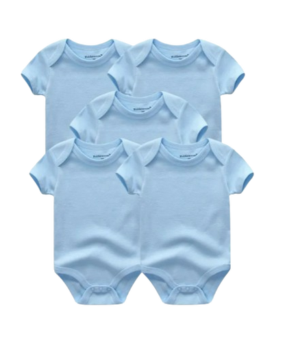 The Zena - 5pcs Unisex Cotton Rompers - Plain Blue Set