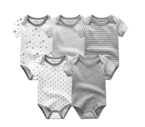 The Zena - 5pcs Unisex Cotton Rompers - Shades of Gray Set