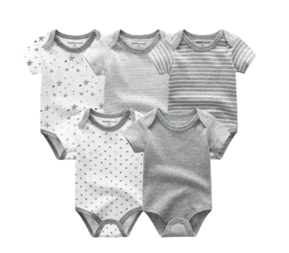 The Zena - 5pcs Unisex Cotton Rompers - Shades of Gray Set