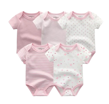 The Zena - 5pcs Unisex Cotton Rompers - Shades of Pink Set