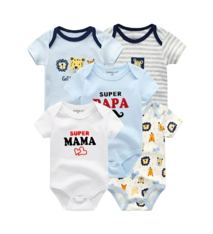 The Zena - 5pcs Unisex Cotton Rompers - Super Mama Set
