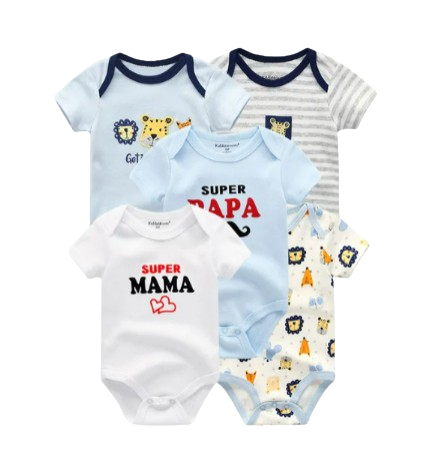 The Zena - 5pcs Unisex Cotton Rompers - Super Mama Set