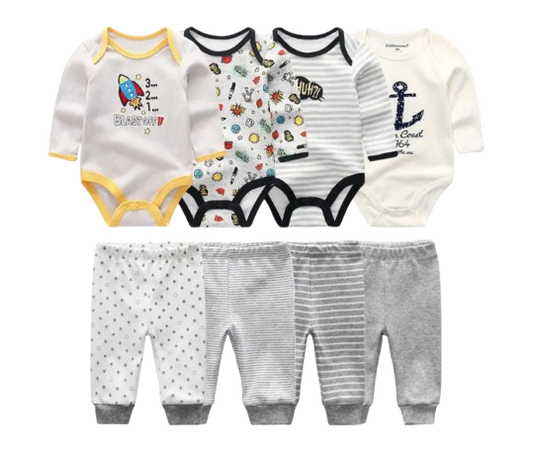 The Maddox - Baby Unisex 8pcs Bodysuit + Pants