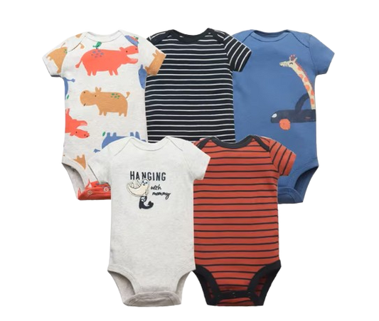 The Max - Baby Unisex 5pcs Cartoon Print Rompers C