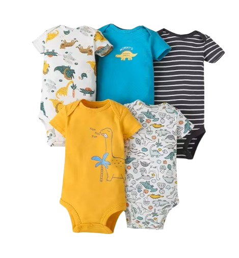 The Max - Baby Unisex 5pcs Cartoon Print Rompers E