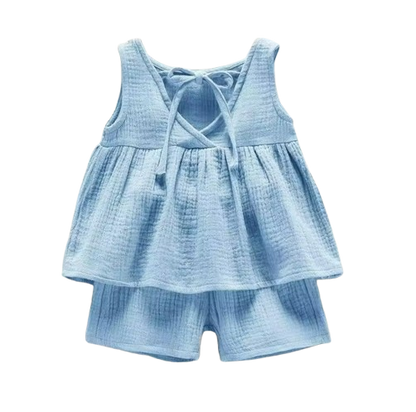 The Natalia - Baby Girl Muslin Cotton Sleeveless Vest Dress + Shorts