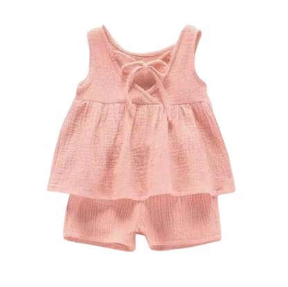 The Natalia - Baby Girl Muslin Cotton Sleeveless Vest Dress + Shorts