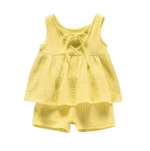 The Natalia - Baby Girl Muslin Cotton Sleeveless Vest Dress + Shorts