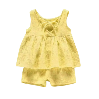 The Natalia - Baby Girl Muslin Cotton Sleeveless Vest Dress + Shorts