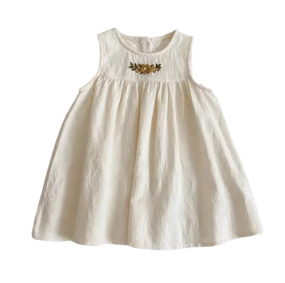 The Serenity - Baby Girl Casual Flower Embroidered Sleeveless Vest Dress