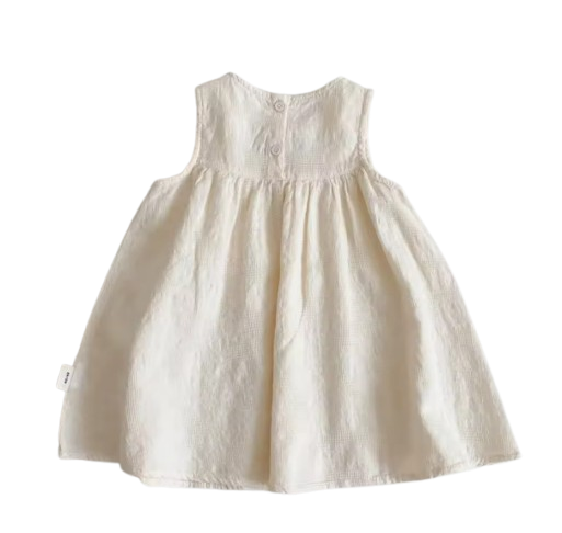 The Serenity - Baby Girl Casual Flower Embroidered Sleeveless Vest Dress