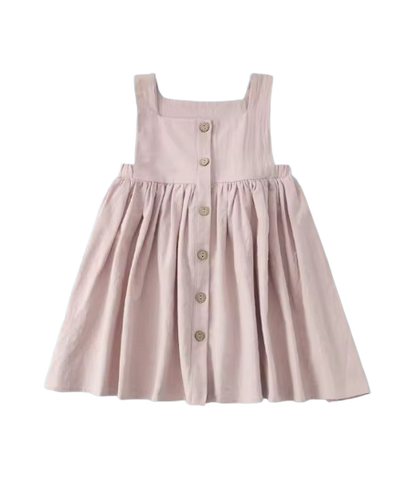 The Daisy - Baby Girl Solid Color Pleated Sleeveless Cotton Dress