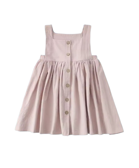 The Daisy - Baby Girl Solid Color Pleated Sleeveless Cotton Dress