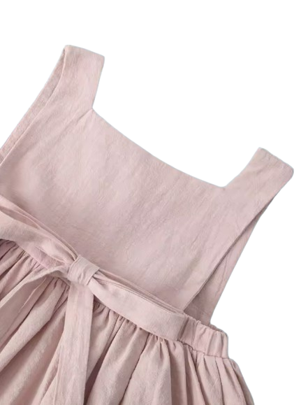 The Daisy - Baby Girl Solid Color Pleated Sleeveless Cotton Dress