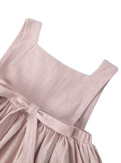 The Daisy - Baby Girl Solid Color Pleated Sleeveless Cotton Dress