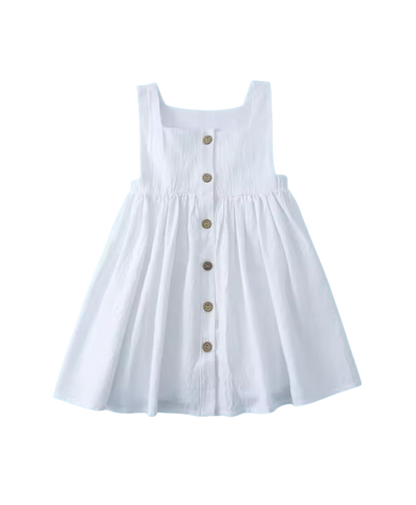 The Daisy - Baby Girl Solid Color Pleated Sleeveless Cotton Dress