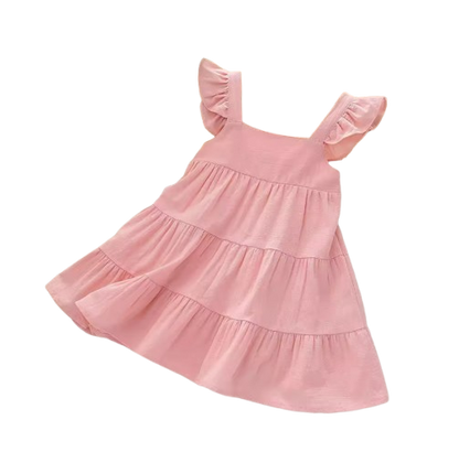 The Samantha - Baby Girl Solid Colour Sleeveless Ruffle Dress