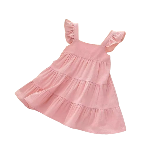 The Samantha - Baby Girl Solid Colour Sleeveless Ruffle Dress