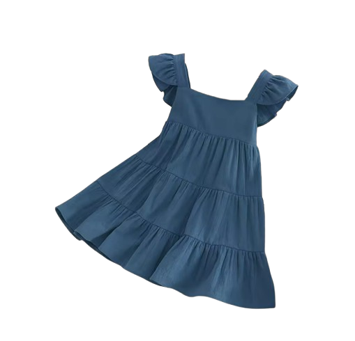 The Samantha - Baby Girl Solid Colour Sleeveless Ruffle Dress