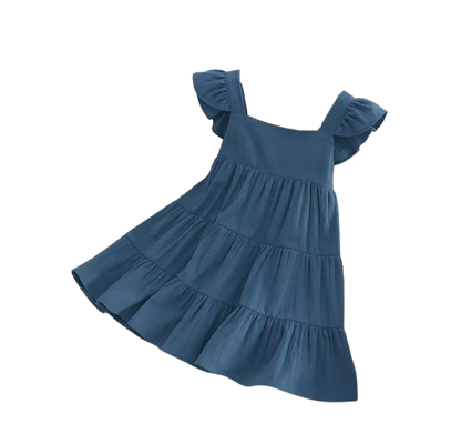 The Samantha - Baby Girl Solid Colour Sleeveless Ruffle Dress