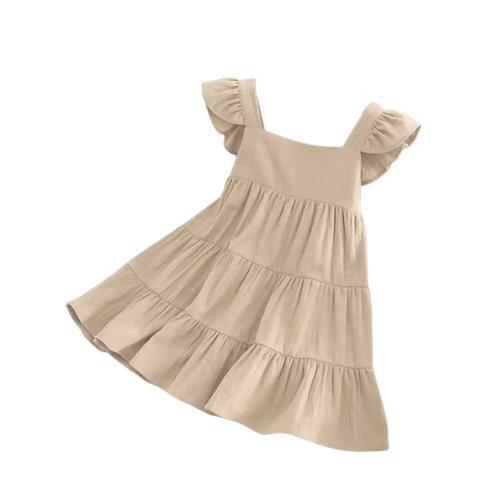 The Samantha - Baby Girl Solid Colour Sleeveless Ruffle Dress