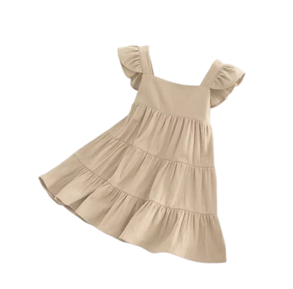 The Samantha - Baby Girl Solid Colour Sleeveless Ruffle Dress