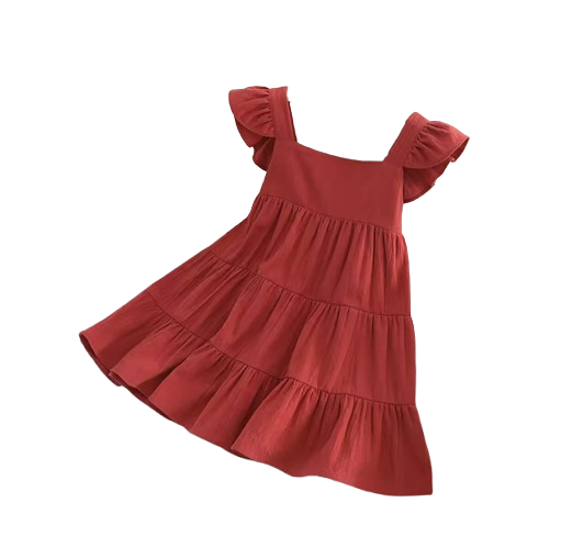 The Samantha - Baby Girl Solid Colour Sleeveless Ruffle Dress