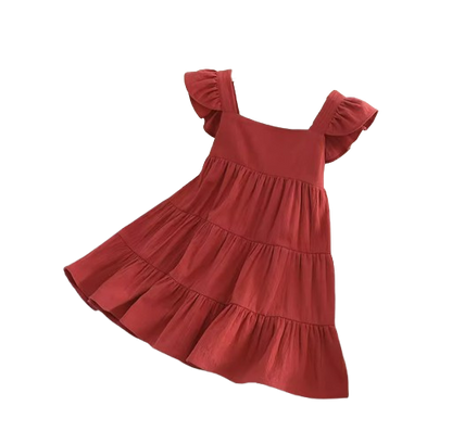 The Samantha - Baby Girl Solid Colour Sleeveless Ruffle Dress