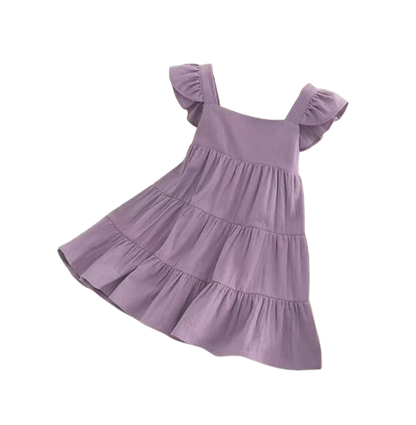 The Samantha - Baby Girl Solid Colour Sleeveless Ruffle Dress