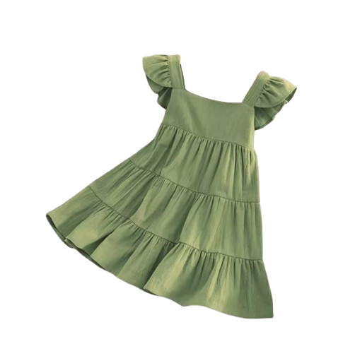 The Samantha - Baby Girl Solid Colour Sleeveless Ruffle Dress