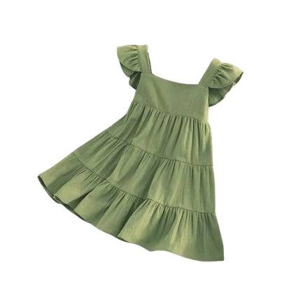 The Samantha - Baby Girl Solid Colour Sleeveless Ruffle Dress