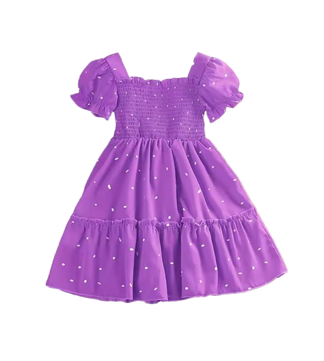 The Elliana - Baby Girl Short Sleeve Square Collar Puff Sleeve Layered Dress