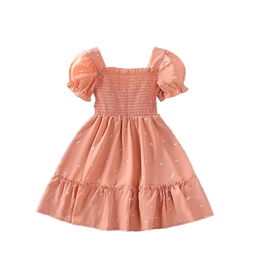 The Elliana - Baby Girl Short Sleeve Square Collar Puff Sleeve Layered Dress