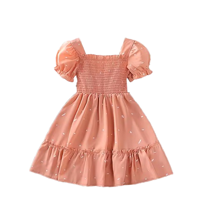 The Elliana - Baby Girl Short Sleeve Square Collar Puff Sleeve Layered Dress