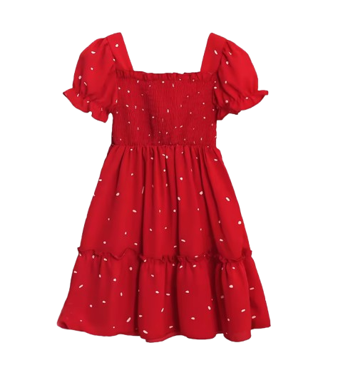 The Elliana - Baby Girl Short Sleeve Square Collar Puff Sleeve Layered Dress