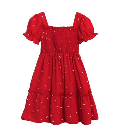 The Elliana - Baby Girl Short Sleeve Square Collar Puff Sleeve Layered Dress