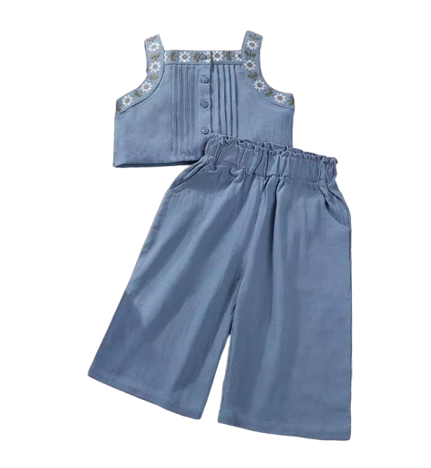 The Eliza - Baby Girl Vest Tops + Wide Leg Pants Outfits