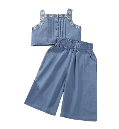 The Eliza - Baby Girl Vest Tops + Wide Leg Pants Outfits