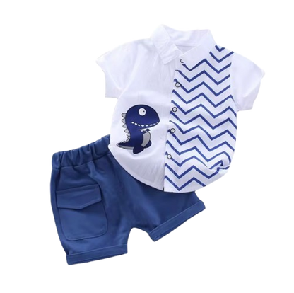 The Kairo - Baby Boy Cute Dino Cartoon Print Tops + Shorts