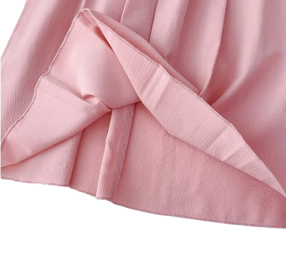 The Nevaeh - Baby Girl Round Neck Summer Solid Color Flying Sleeve Pleated Dress